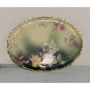 W.G.&Co Limoges Porcelain Dresser Tray H.P. Floral